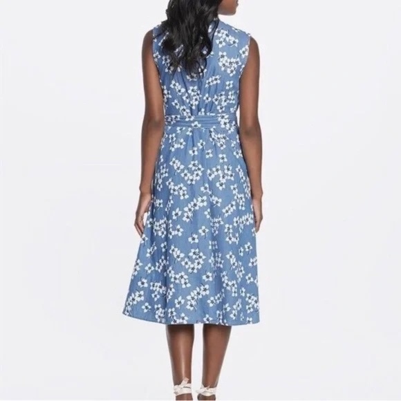 Draper James Miranda Wrap Dress Floral Chambray - Picture 2 of 6